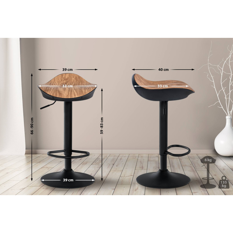 Lot de 2 tabourets de bar Alisson nature