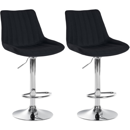 Lot de 2 tabourets de bar Toni tissu chrome noir
