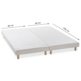 DEKO DREAM Rakenne Lot de 2 Sommiers tapissiers a lattes - 160 x 200 cm - Bois massif blanc + Pied