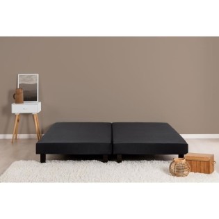 DEKO DREAM Rakenne Sommiers tapissiers a lattes x2 160x200 cm - Bois massif Noir + Pieds