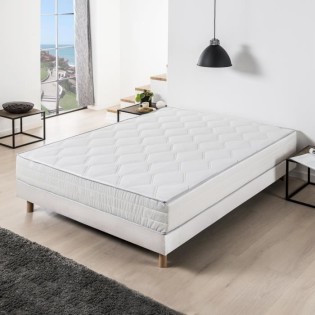 DEKO DREAM Hyvyys Ensemble Matelas ressorts + Sommier tapissier 160 x 200 - Confort équilibré - Epaisseur 23 cm - Galon gris