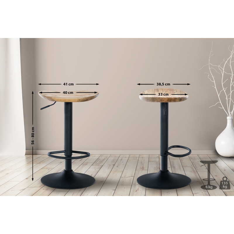 Lot de 2 tabourets de bar Skelde nature