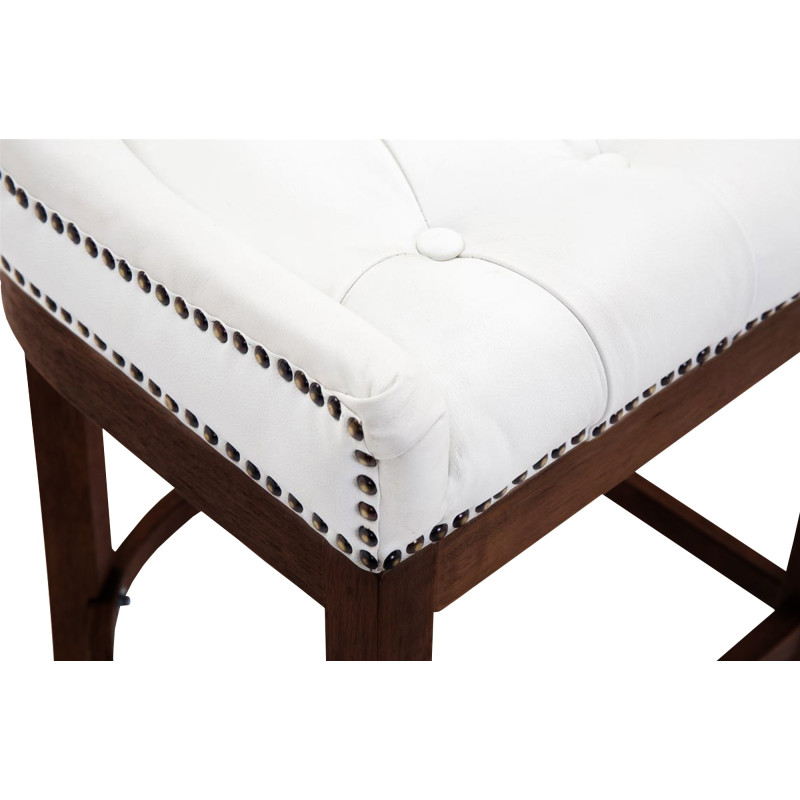 Tabouret de bar Lakewood en cuir véritable, style antique blanc