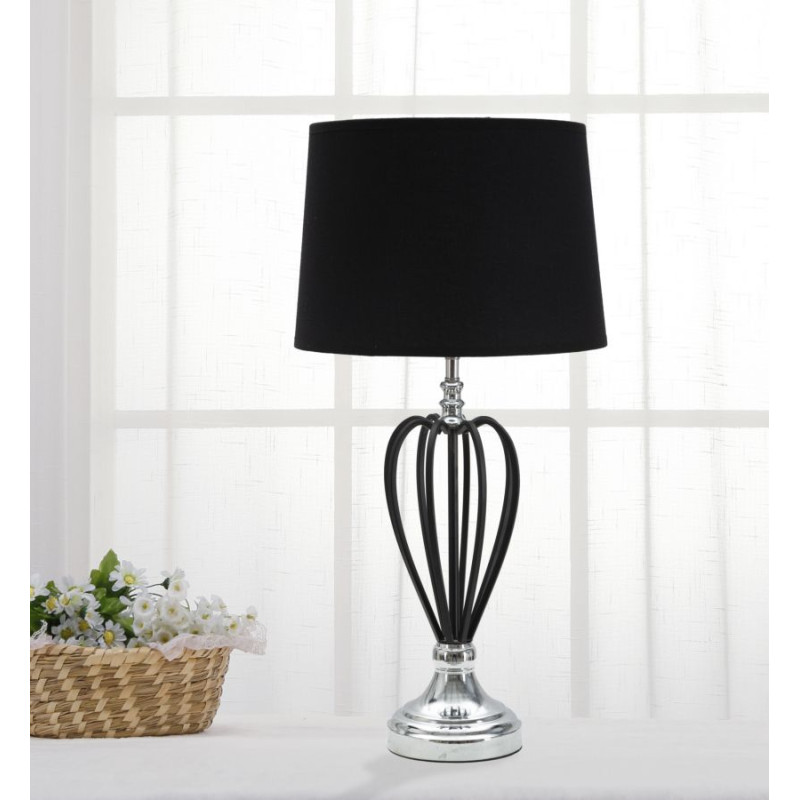 LAMPE DE TABLE ARGENT FONCÉ CM Ø 28X56