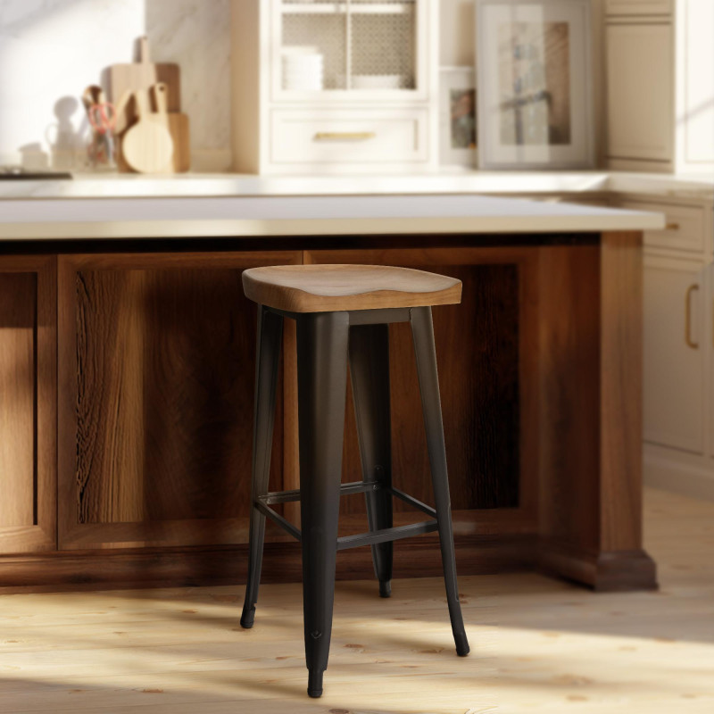 Tabouret de bar Clara noir