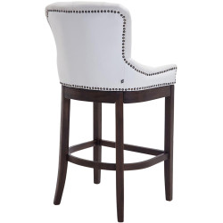 Tabouret de bar Lakewood en cuir véritable, style antique blanc