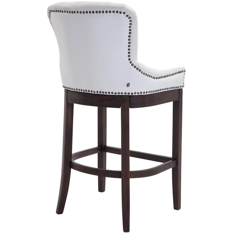 Tabouret de bar Lakewood en cuir véritable, style antique blanc