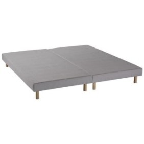 DEKO DREAM Rakenne Sommiers tapissiers a lattes 2x80x200 - Bois massif gris + pieds