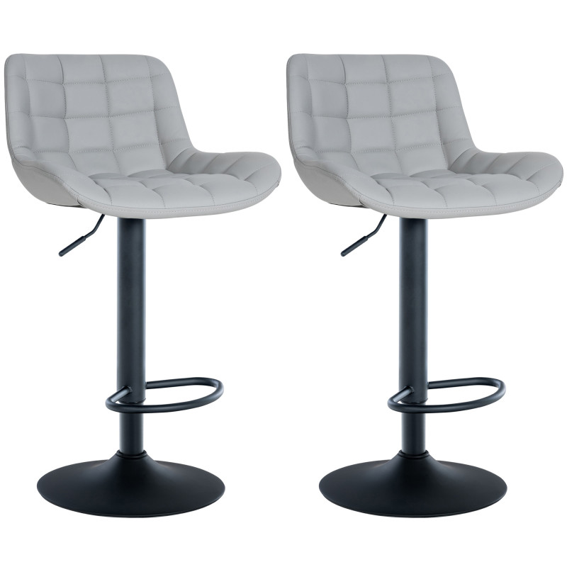 Lot de 2 tabourets de bar Tover en cuir artificiel gris