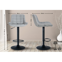 Lot de 2 tabourets de bar Tover en cuir artificiel gris
