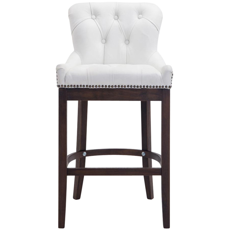 Tabouret de bar Lakewood en cuir véritable, style antique blanc