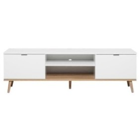 Meuble TV scandinave G÷TEBORG - Blanc - 2 Portes - L 160 x P 40 x H 50 cm