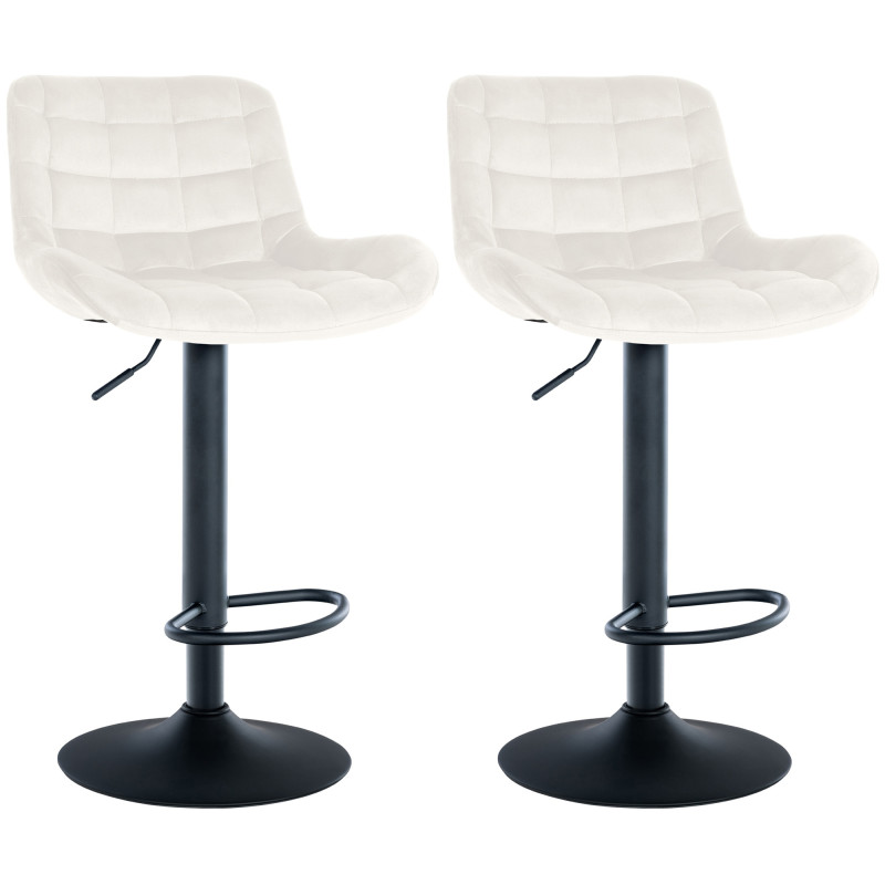 Lot de 2 tabourets de bar en velours Tover crème
