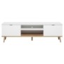 Meuble TV scandinave G÷TEBORG - Blanc - 2 Portes - L 160 x P 40 x H 50 cm