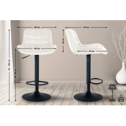 Lot de 2 tabourets de bar en velours Tover crème
