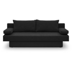 Banquette convertible PIRY 3 places - Tissu noir - Classique - L 187 x P 88 cm