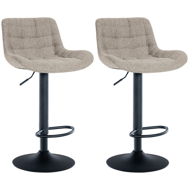 Lot de 2 tabourets de bar en tissu Tover taupe