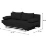 Banquette convertible TEIJO 3 places - Tissu noir - Contemporain - L187 x P 91 x H 82 cm