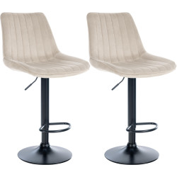 Set di 2 sgabelli da bar Toni in velluto nero e crema