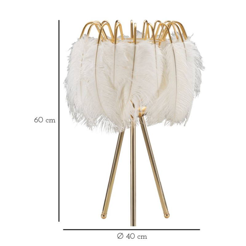 LAMPE DE TABLE PIED PLUMES CM Ø 40X60