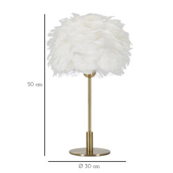 LAMPE DE TABLE BOULE PLUME CM Ø 30X50