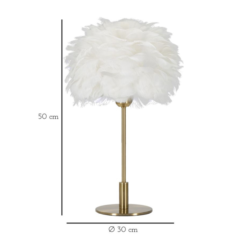 LAMPE DE TABLE BOULE PLUME CM Ø 30X50