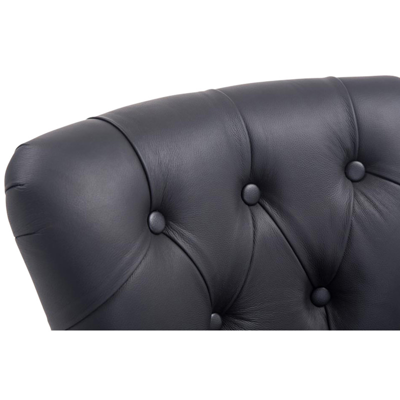 Tabouret de bar Lakewood en cuir véritable, couleur antique clair noir