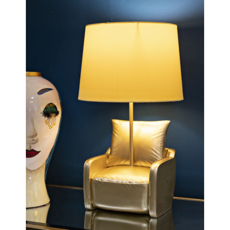 LAMPE DE TABLE MIDCENTURY JAUNE CM Ø 26X46