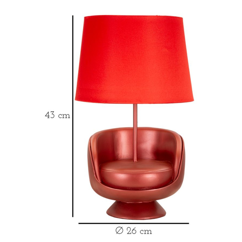 LAMPE DE TABLE MIDCENTURY ROUGE CM Ø 26X43