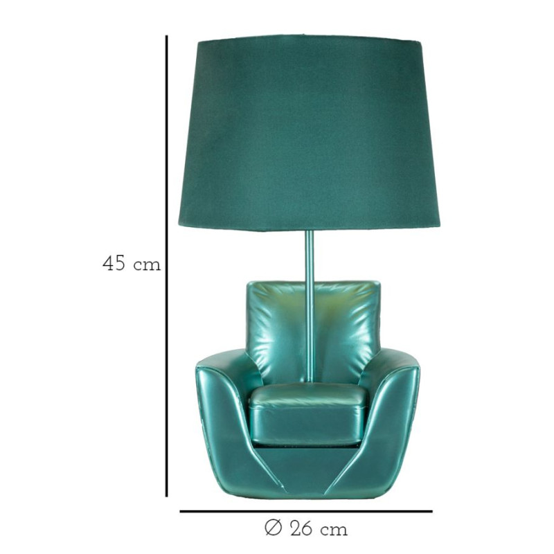 LAMPE DE TABLE MIDCENTURY TURQUOISE CM Ø 26X43