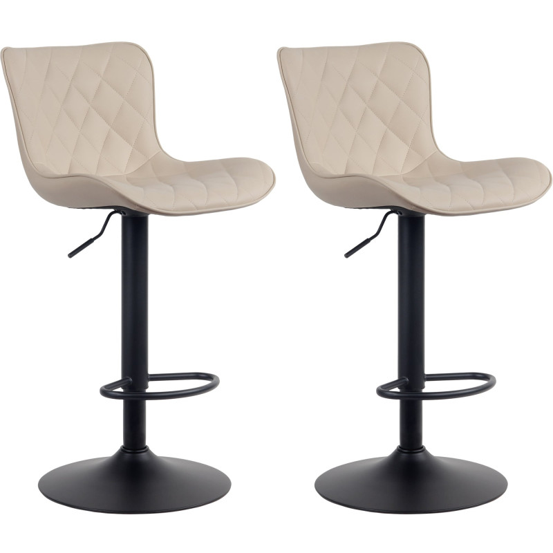 Lot de 2 tabourets de bar Emma en cuir artificiel crème