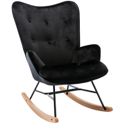 Fauteuil à bascule en velours Sanka noir