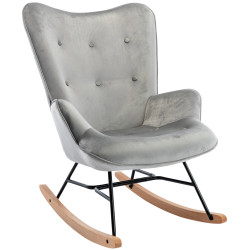 Fauteuil à bascule en velours Sanka gris