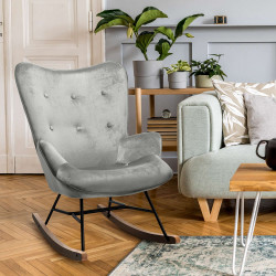 Fauteuil à bascule en velours Sanka gris