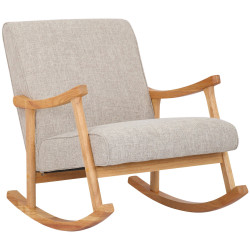 Fauteuil à bascule Morelia en tissu naturel crème