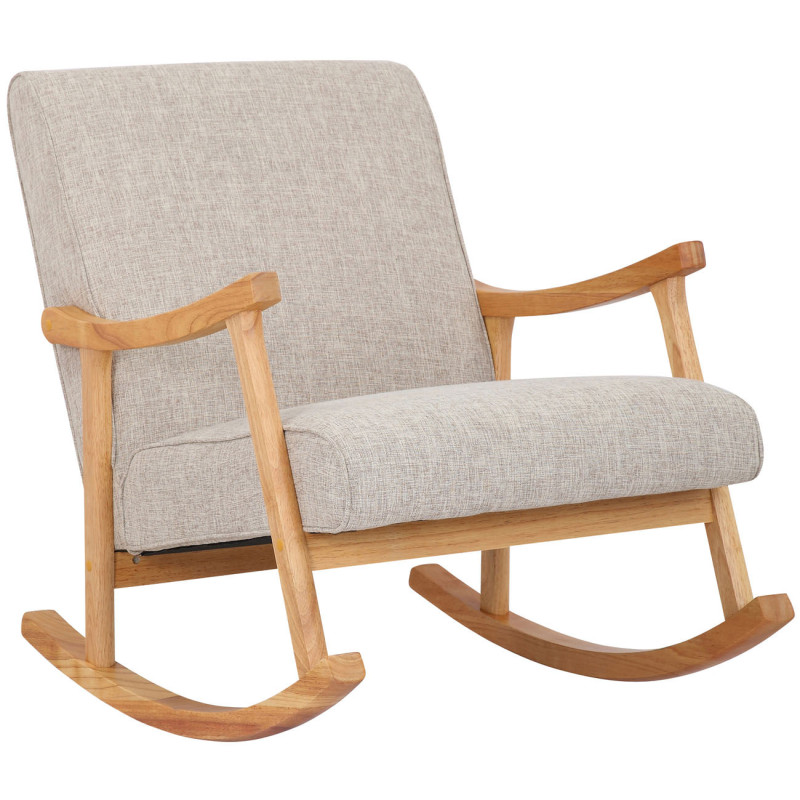 Fauteuil à bascule Morelia en tissu naturel crème