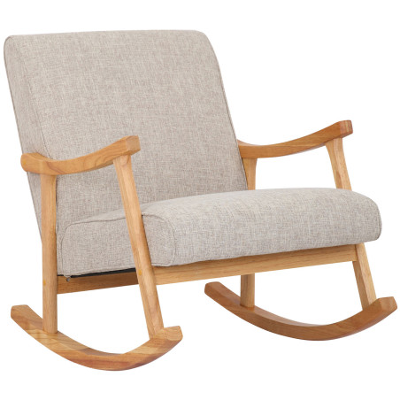 Fauteuil à bascule Morelia en tissu naturel crème