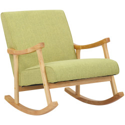 Fauteuil à bascule Morelia en tissu naturel vert clair
