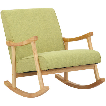 Fauteuil à bascule Morelia en tissu naturel vert clair