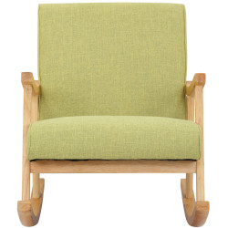 Fauteuil à bascule Morelia en tissu naturel vert clair