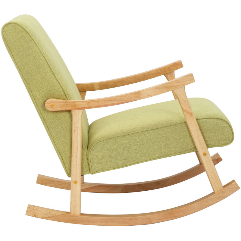 Fauteuil à bascule Morelia en tissu naturel vert clair