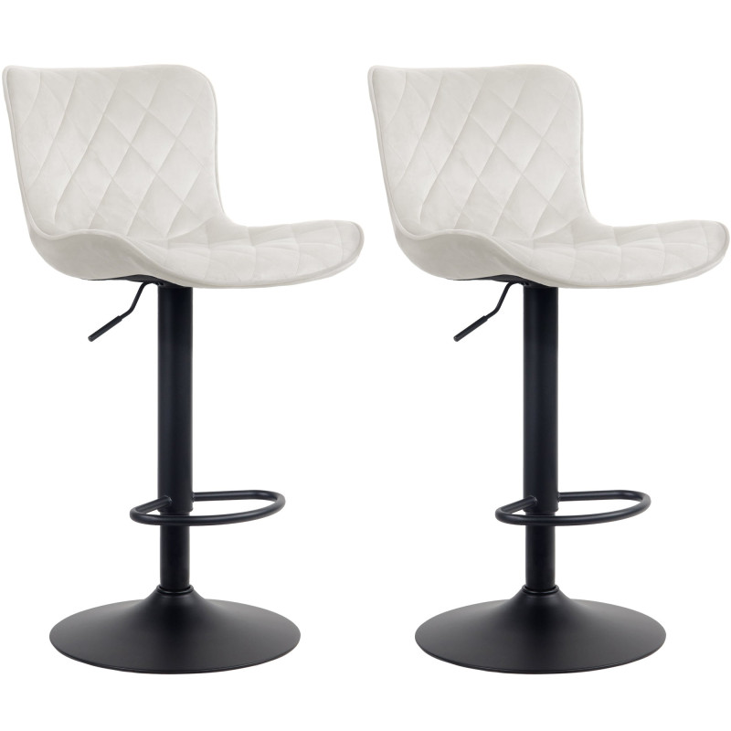 Lot de 2 tabourets de bar en velours Emma crème