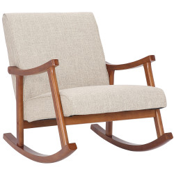 Fauteuil à bascule Morelia en tissu noyer crème