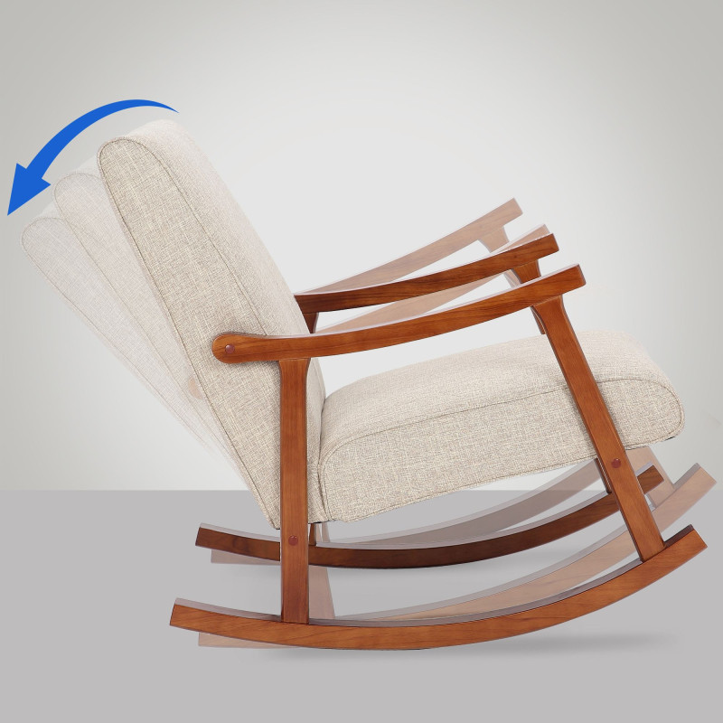 Fauteuil à bascule Morelia en tissu noyer crème