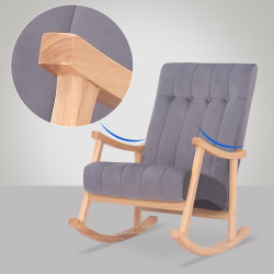 Silla mecedora Saltillo en terciopelo Natural/gris