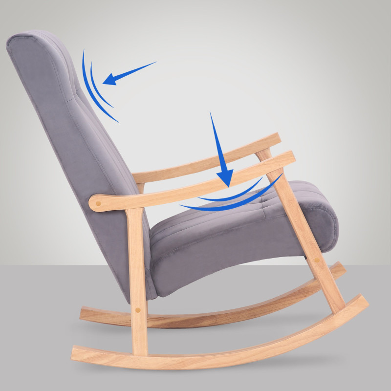 Fauteuil à bascule en velours Saltillo naturel/gris