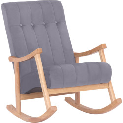 Fauteuil à bascule en velours Saltillo naturel/gris