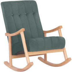 Fauteuil à bascule en velours Saltillo nature/vert
