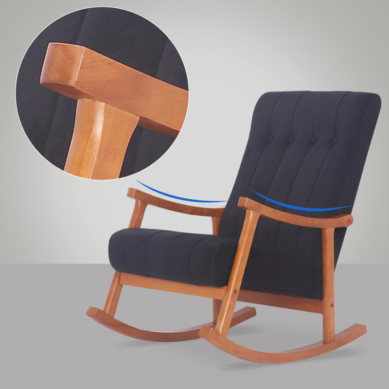 Fauteuil à bascule en velours Saltillo noyer/noir