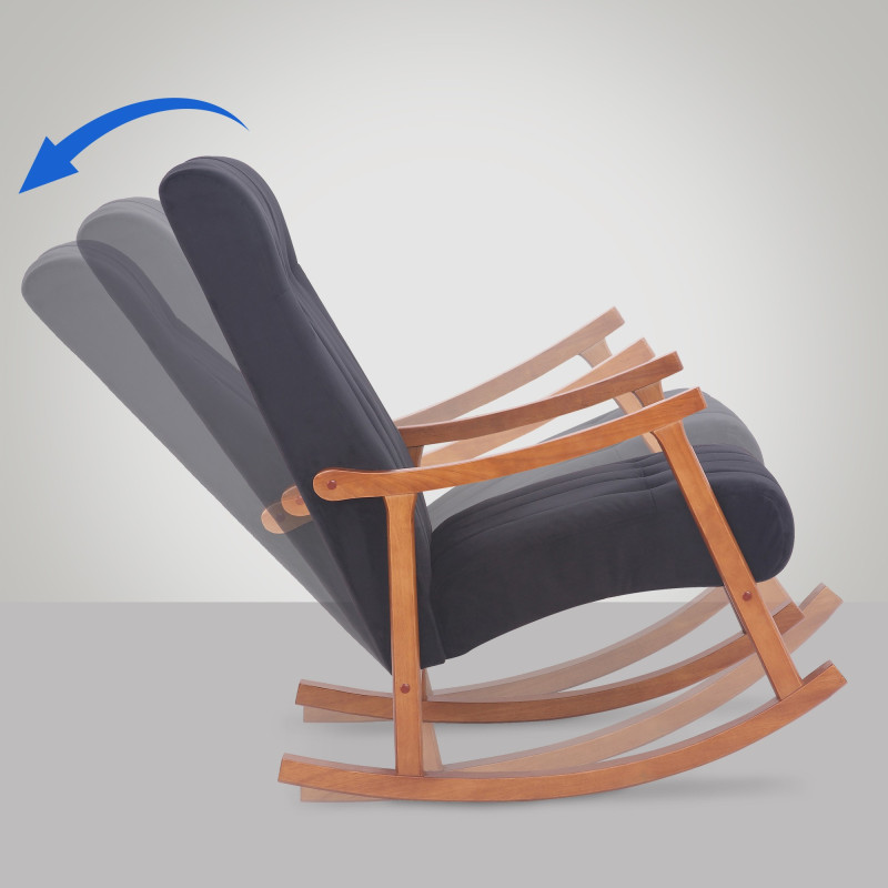 Fauteuil à bascule en velours Saltillo noyer/noir